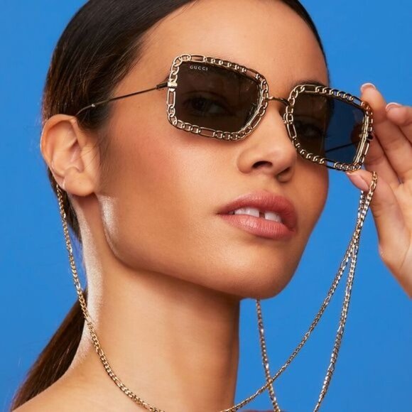 NWT GUCCI GG1112S - 001 CHAIN SUNGLASSES - Picture 5 of 15